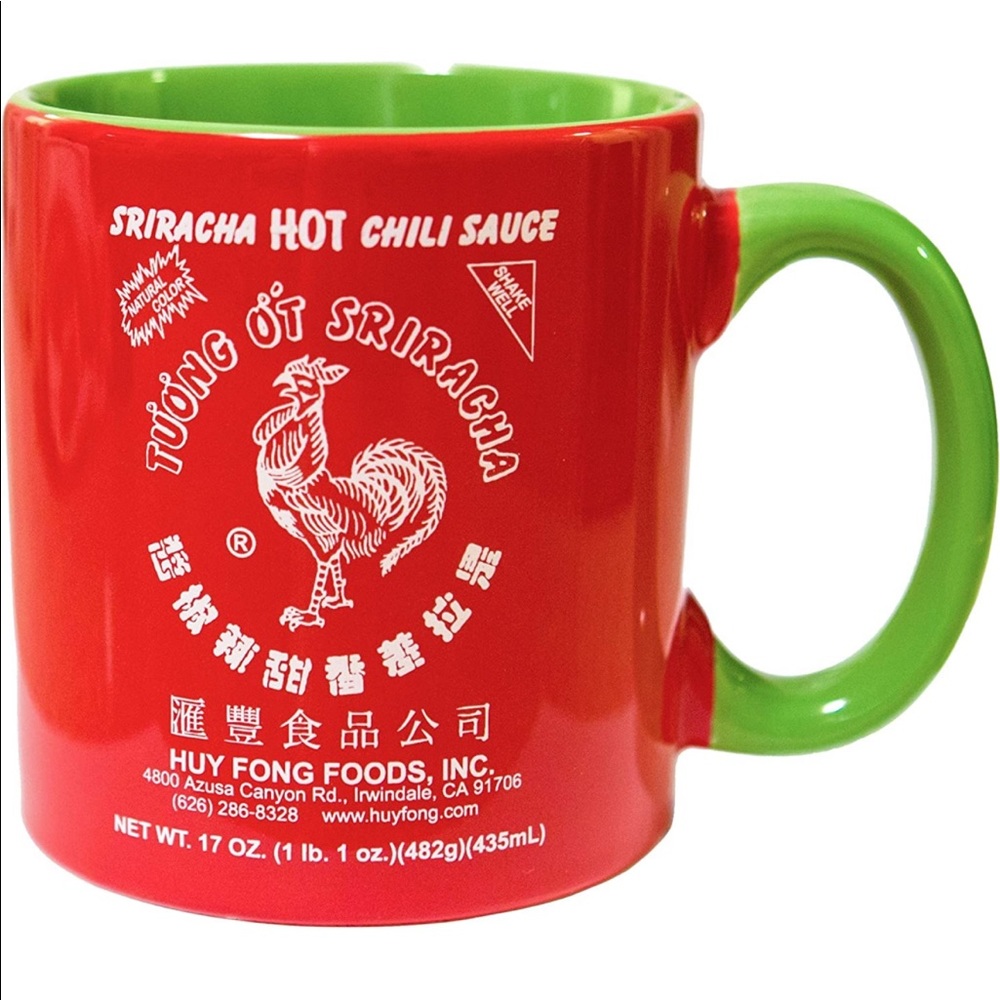 Large 19 oz Sriracha Hot Sauce Red And Green Ceram